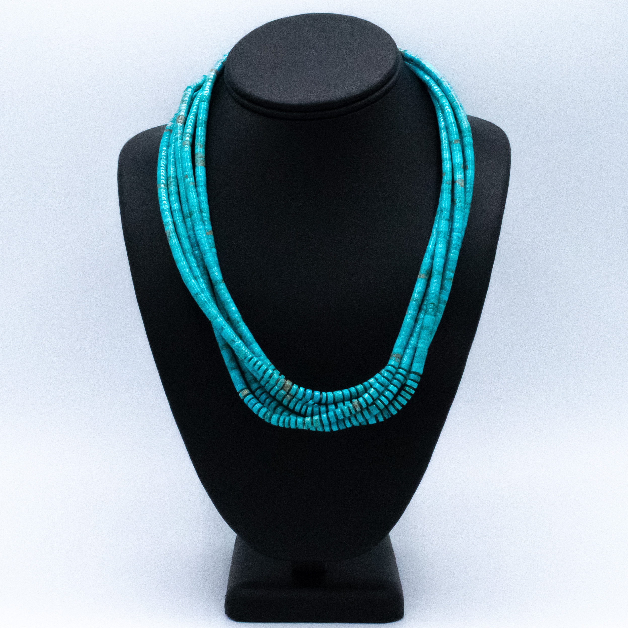 Kewa Pueblo 5 Strand Kingman Heishe Necklace