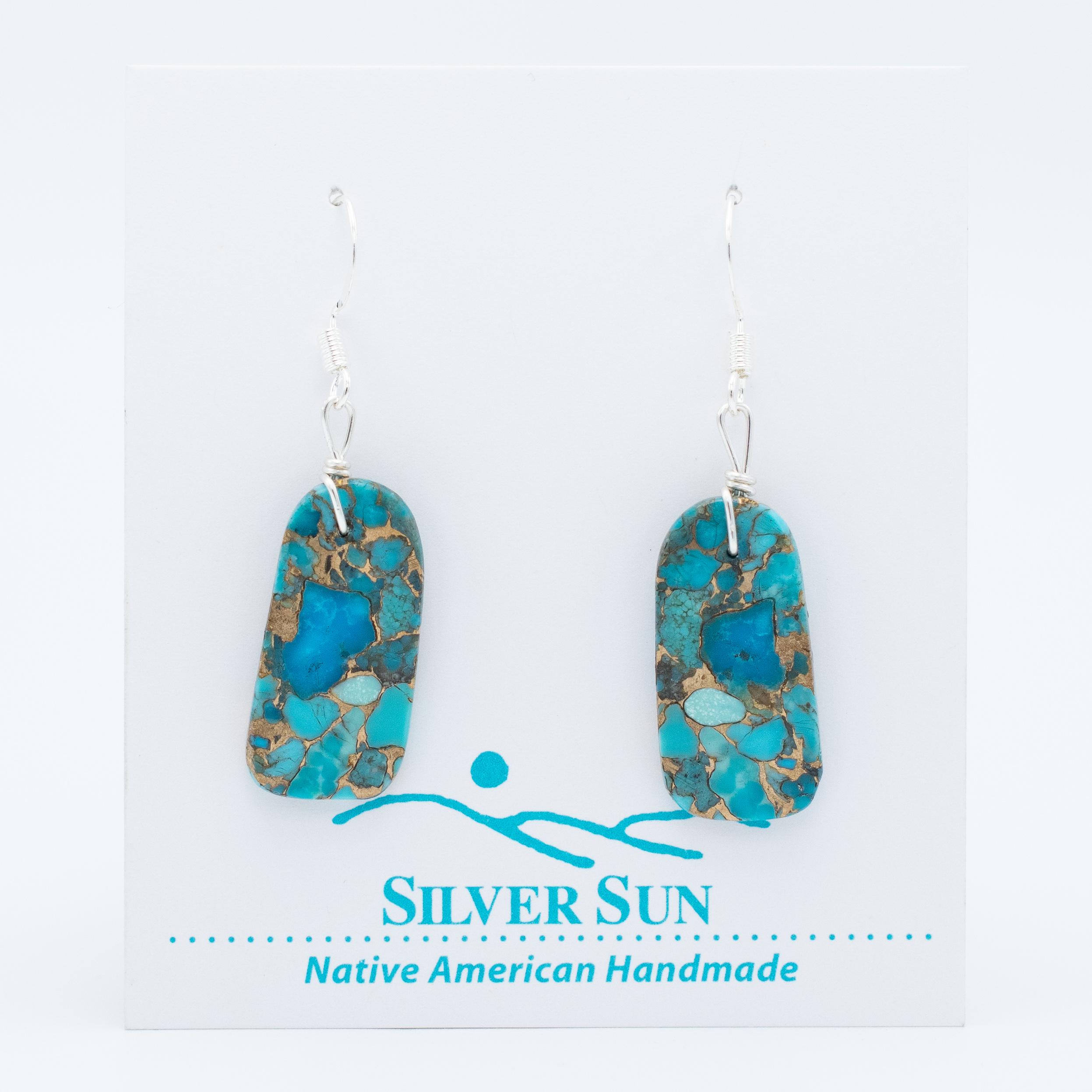 Kingman Gold Turquoise Slab Earrings