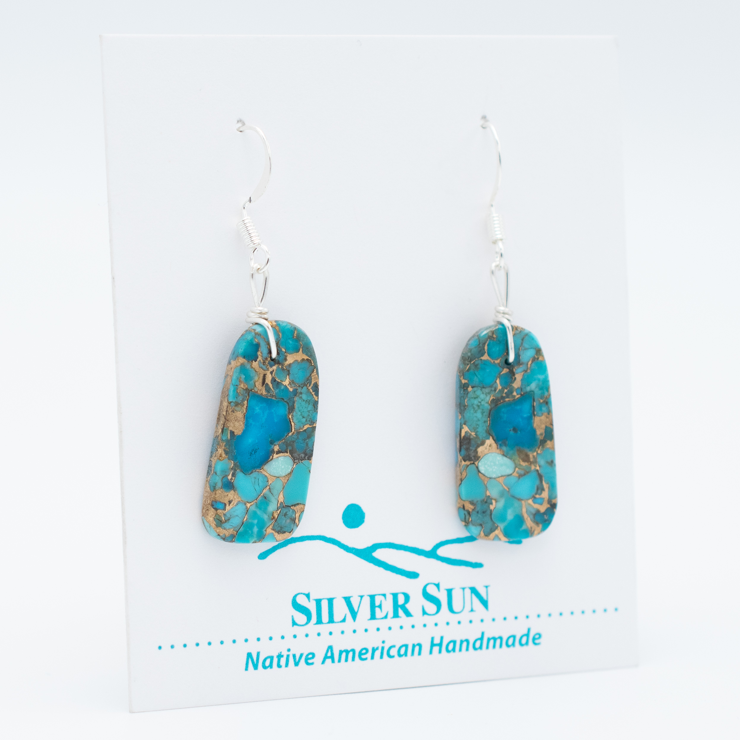 Kingman Gold Turquoise Slab Earrings - Image 2