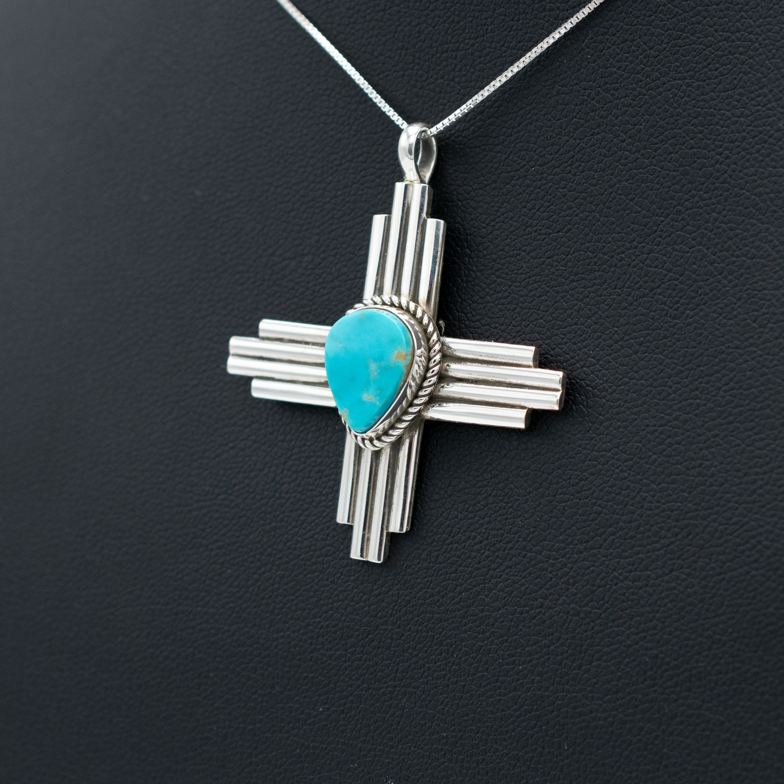 Natural Blue Gem Turquoise Zia Pendant - Image 3