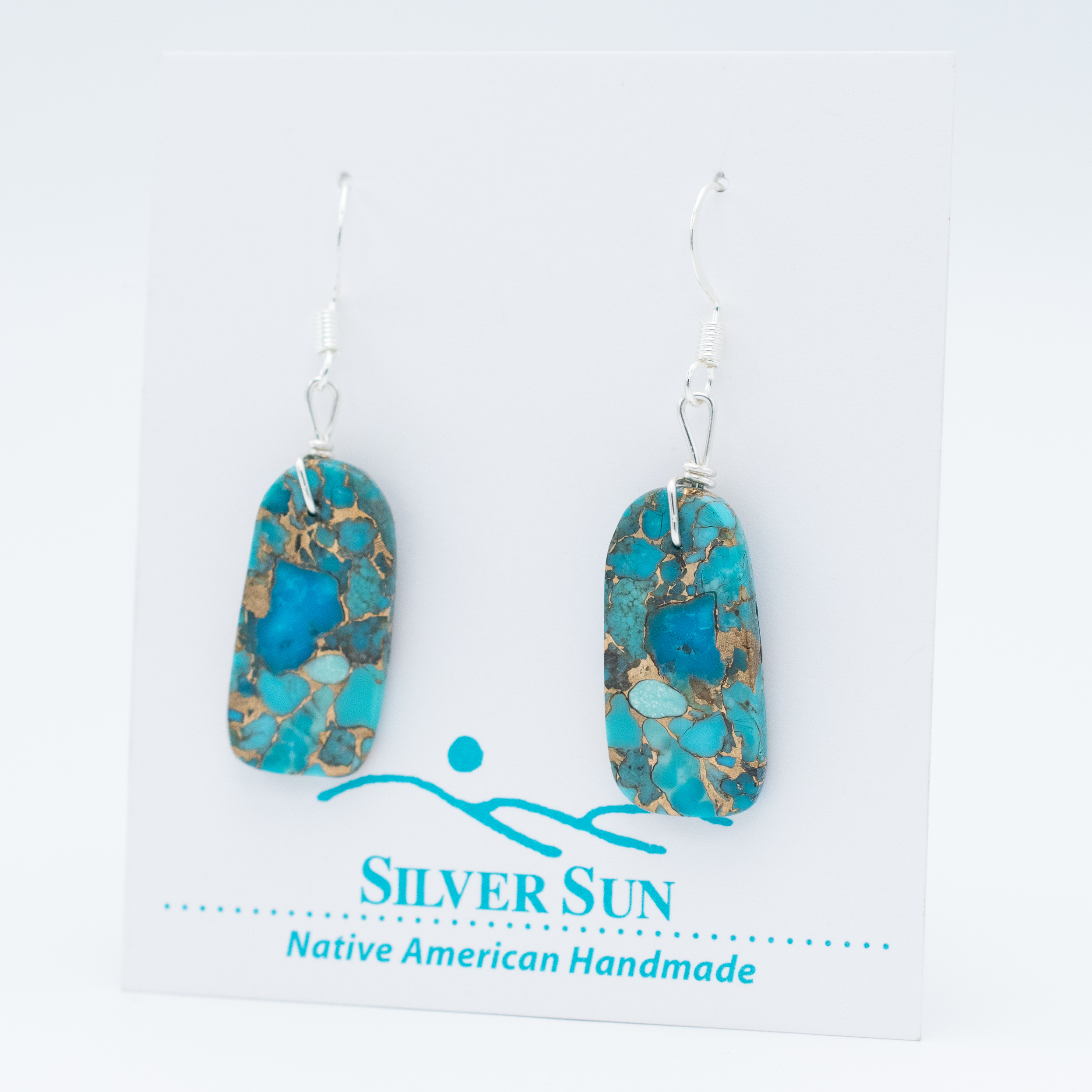 Kingman Gold Turquoise Slab Earrings - Image 3
