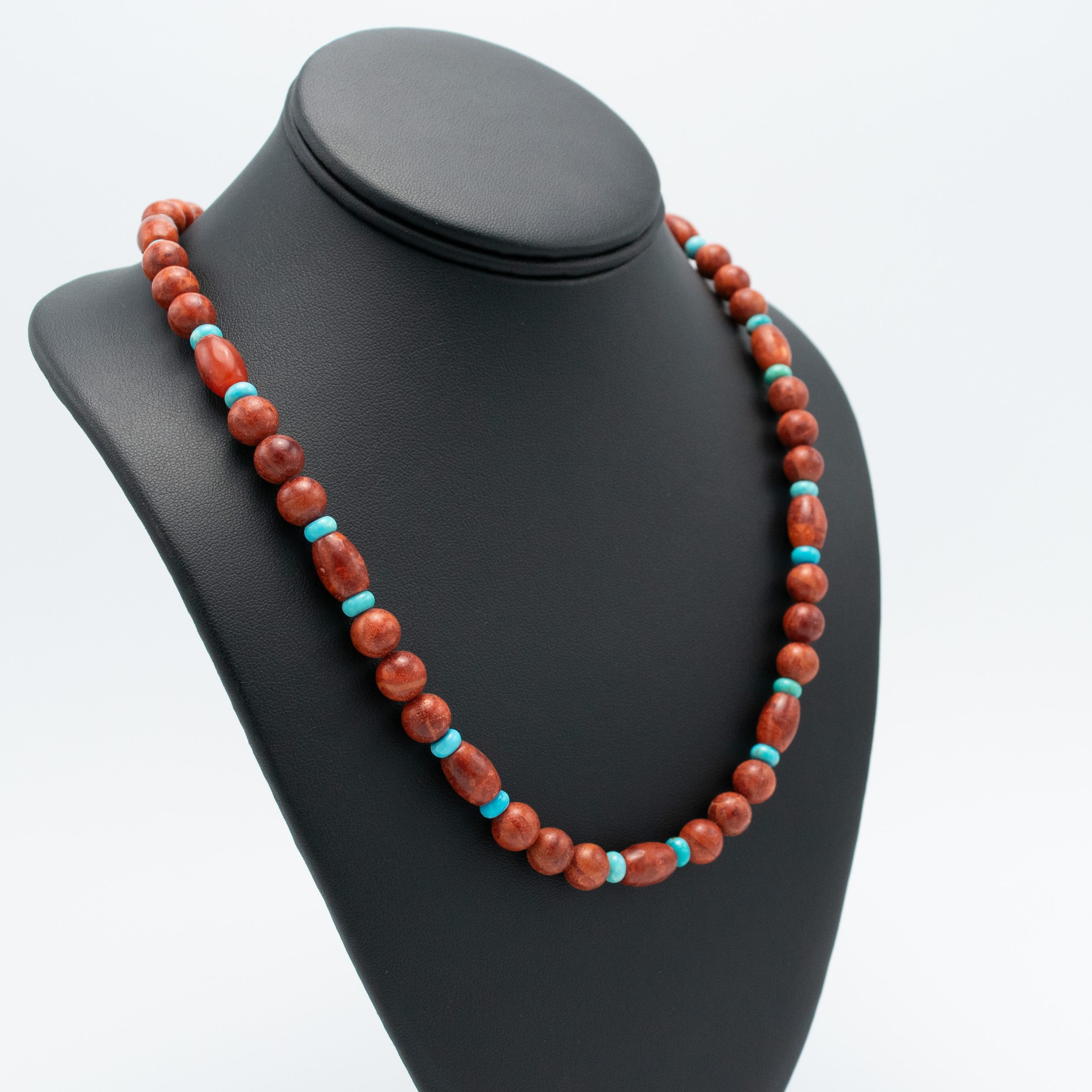 Apple Coral & Kingman Bead Necklace - Image 2