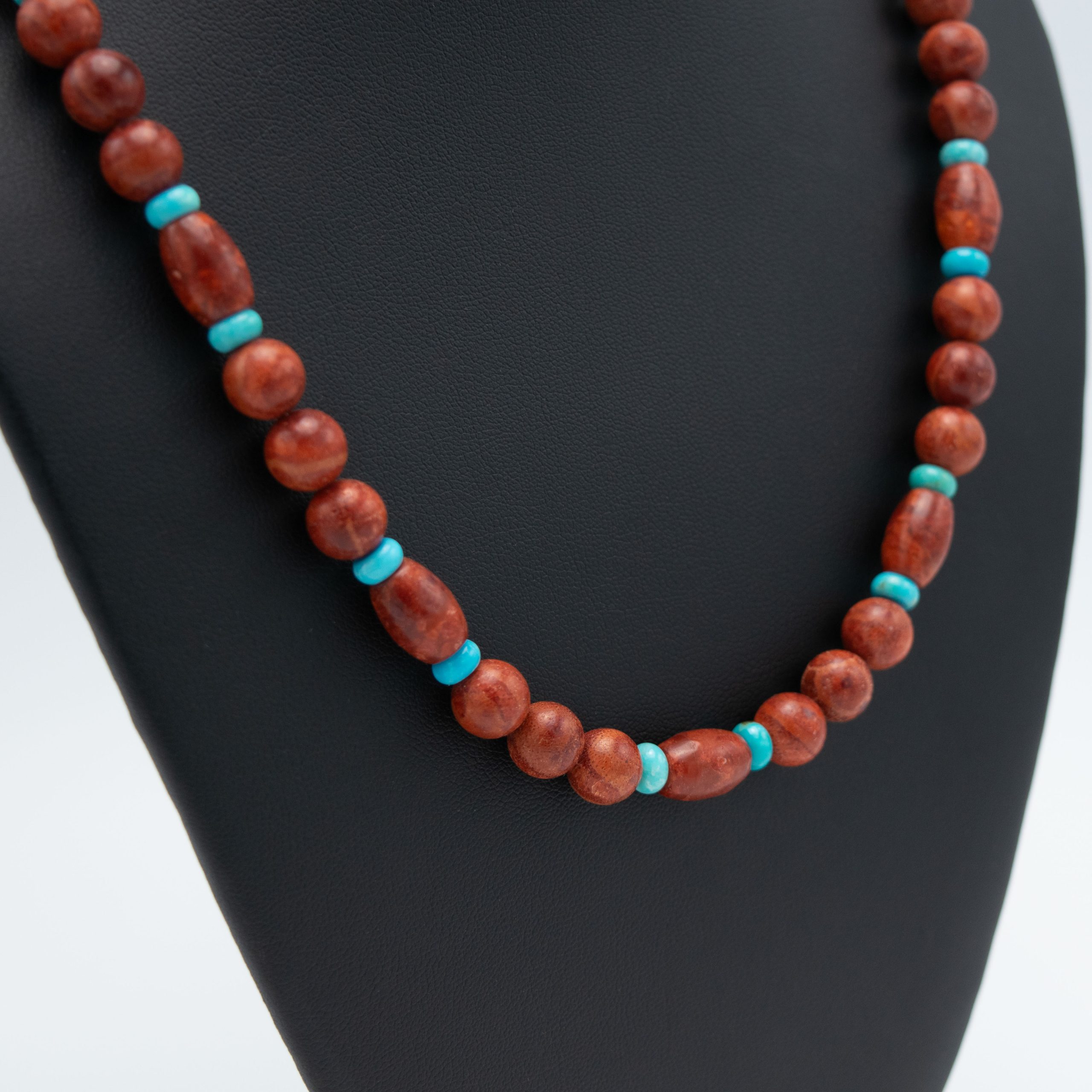 Apple Coral & Kingman Bead Necklace - Image 4