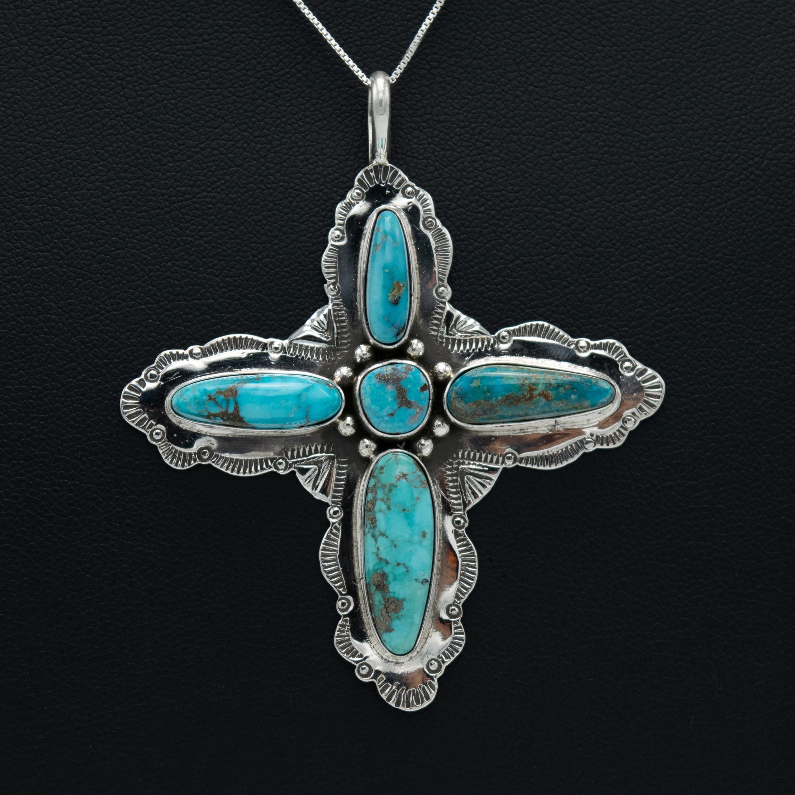 Natural "Bucket Turquoise" Cross Pendant