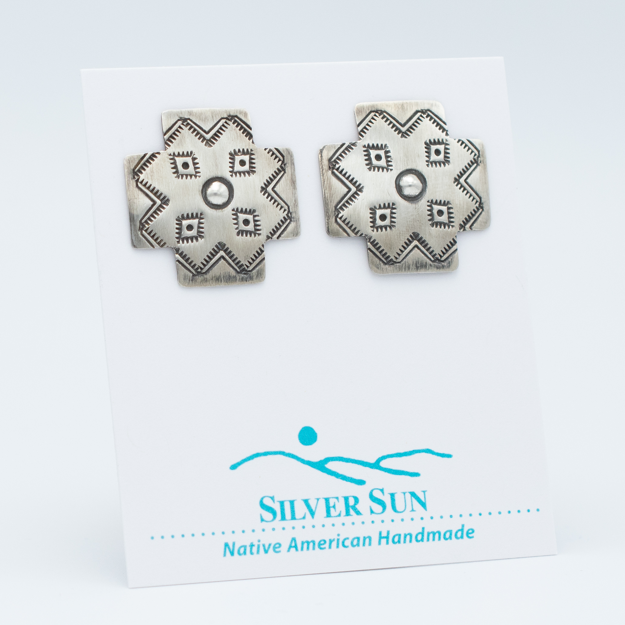 Silver Spider Woman Cross Earrings - Image 2