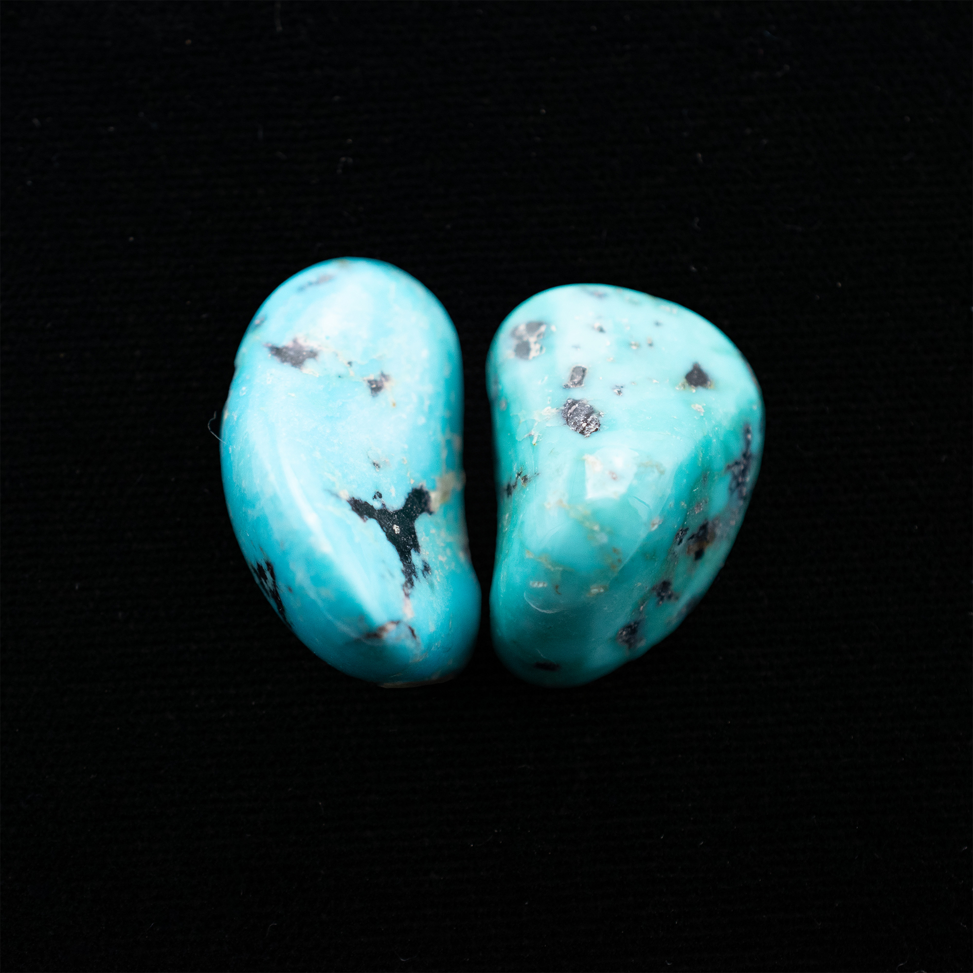 Natural Lone Mountain Turquoise Cabochon Pair - Image 2