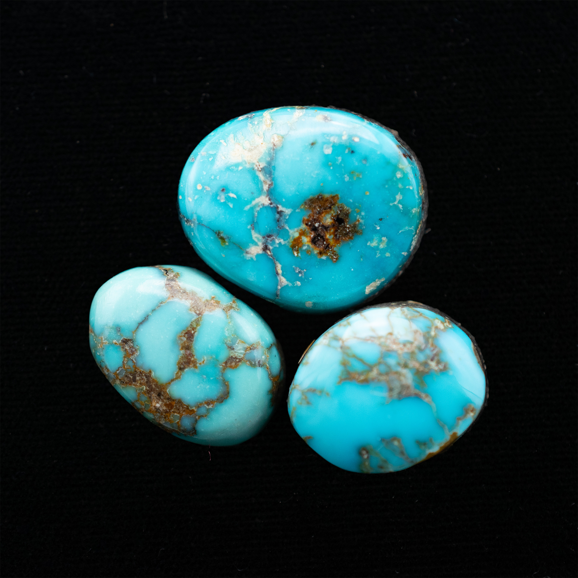 Natural Lone Mountain Turquoise Cabochon Trio