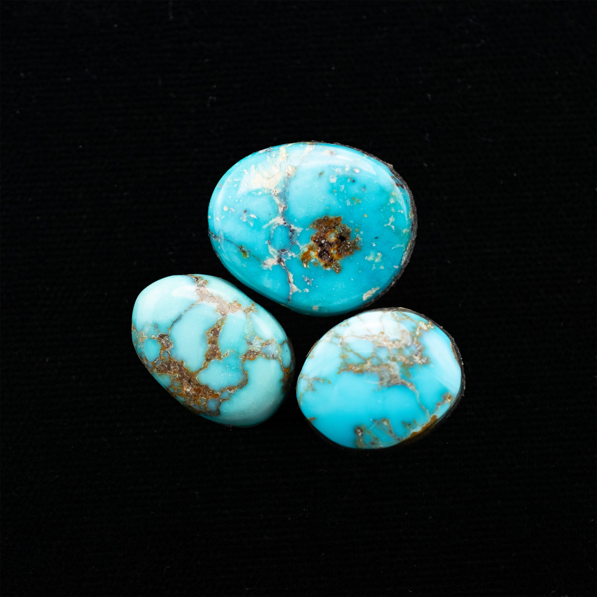Natural Lone Mountain Turquoise Cabochon Trio - Image 2