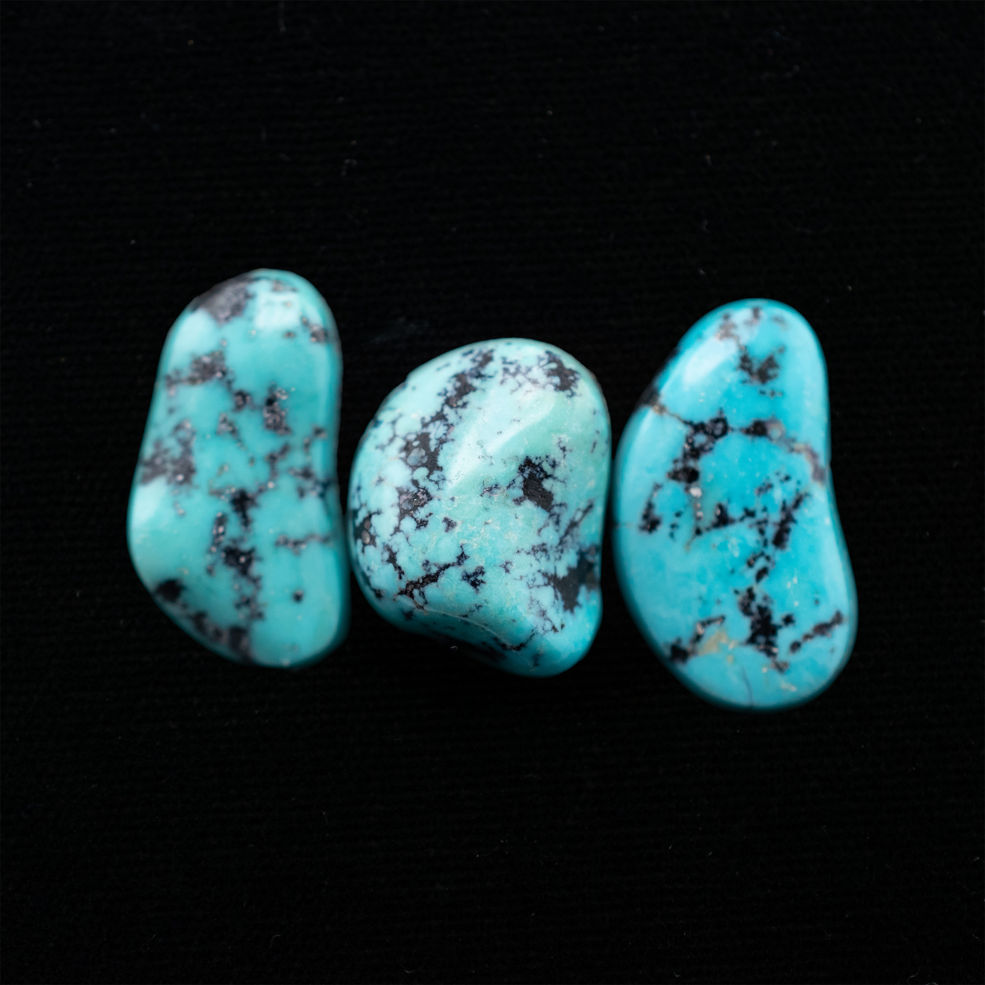 Natural Lone Mountain Turquoise Cabochon Trio - Image 2