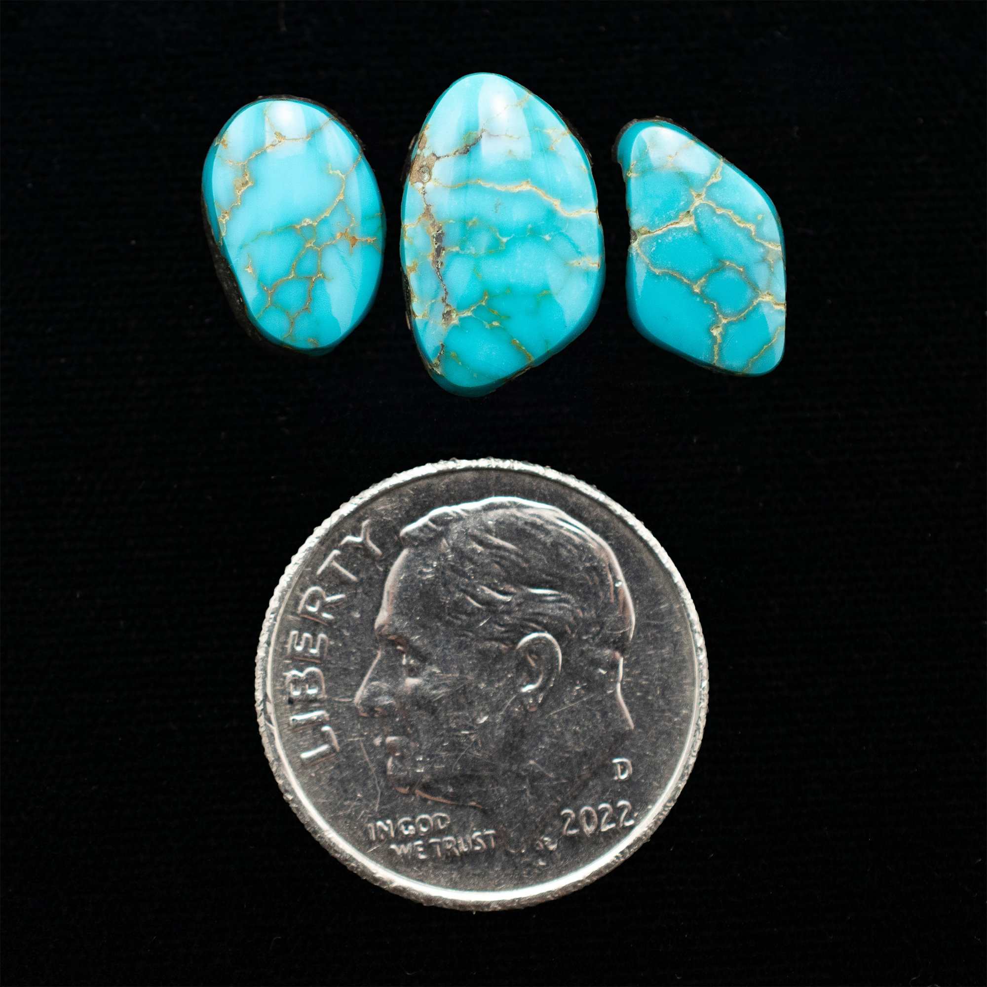 Natural Lone Mountain Turquoise Cabochon Trio - Image 2