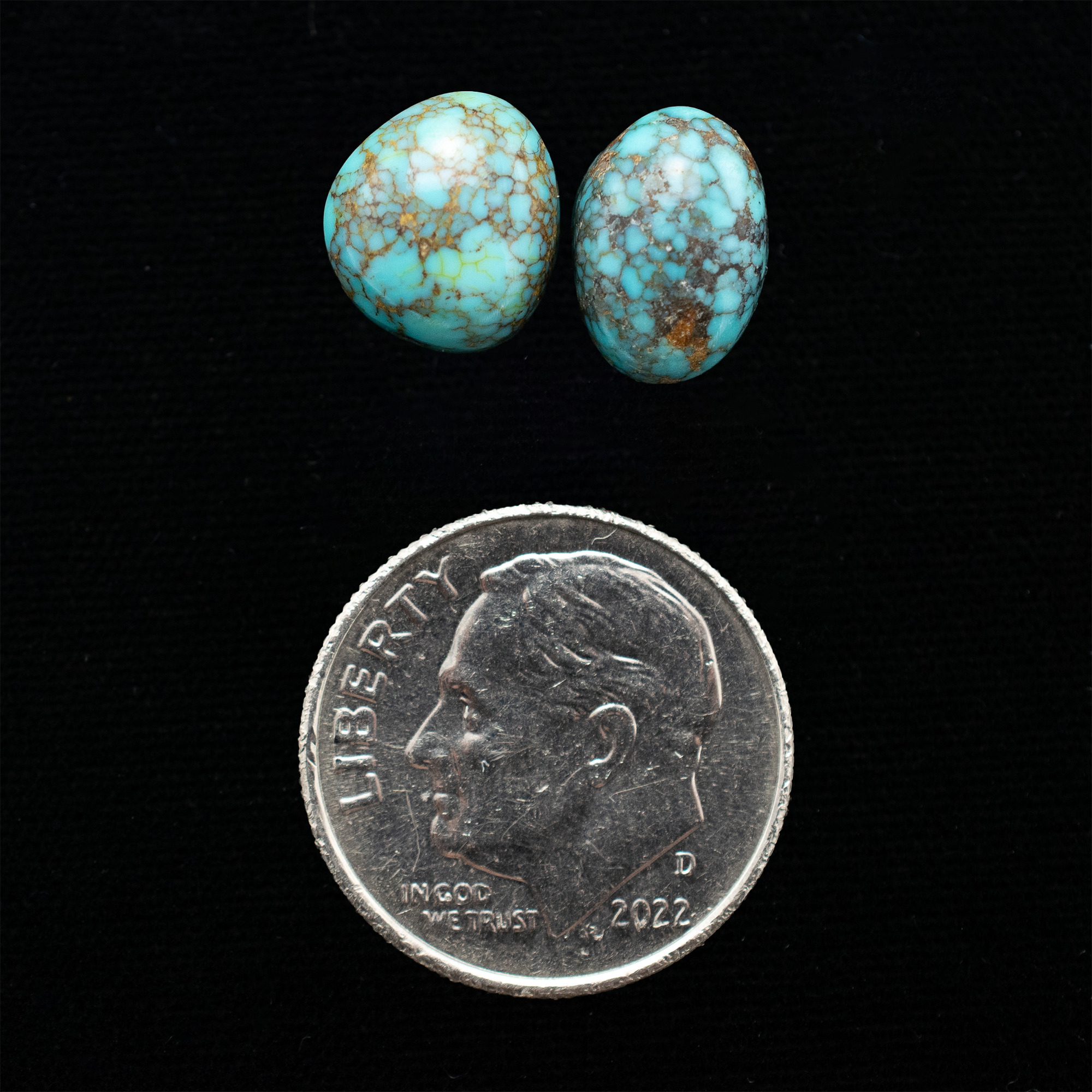 Natural Lone Mountain Turquoise Cabochon Pair - Image 2