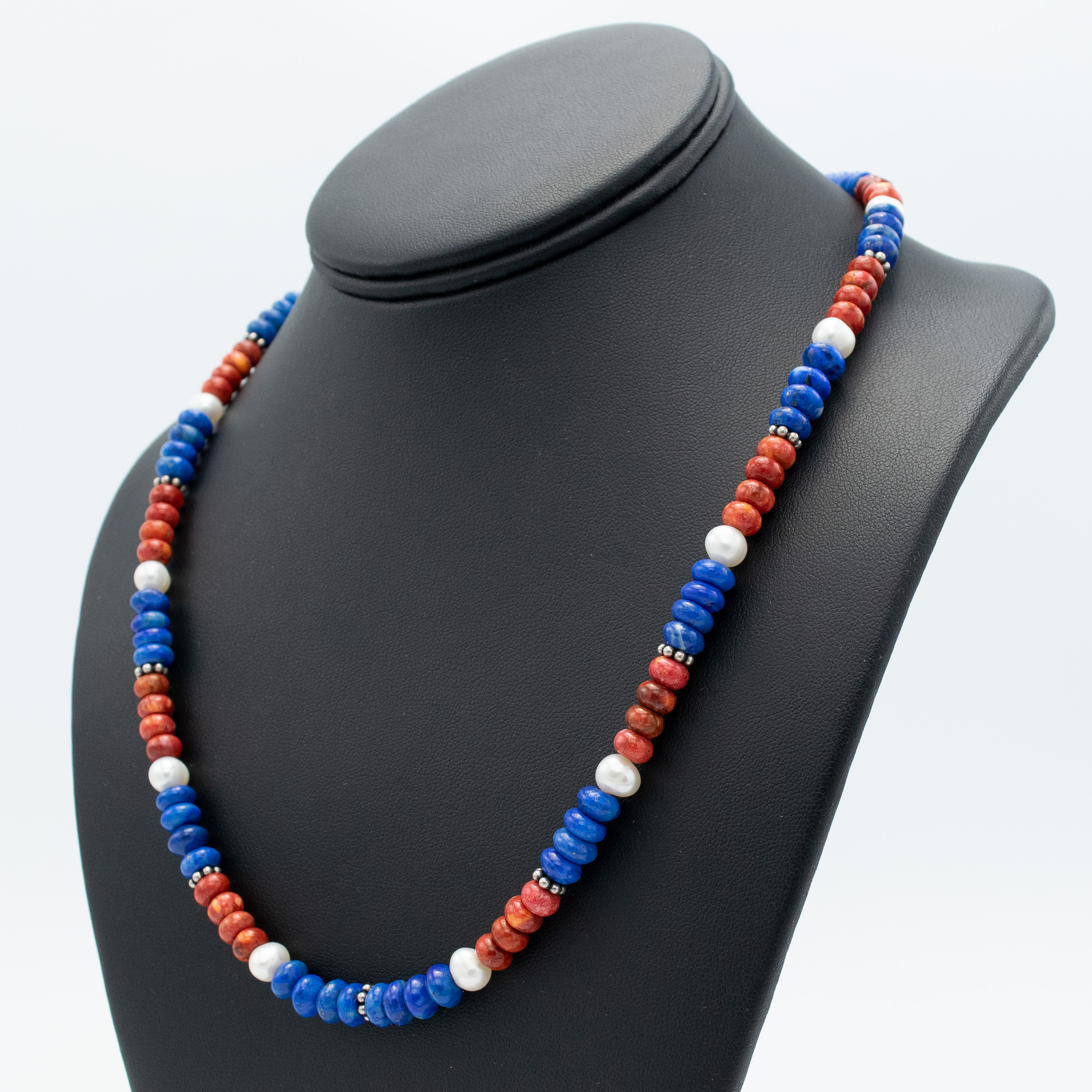 Coral, White & Blue Necklace - Image 3