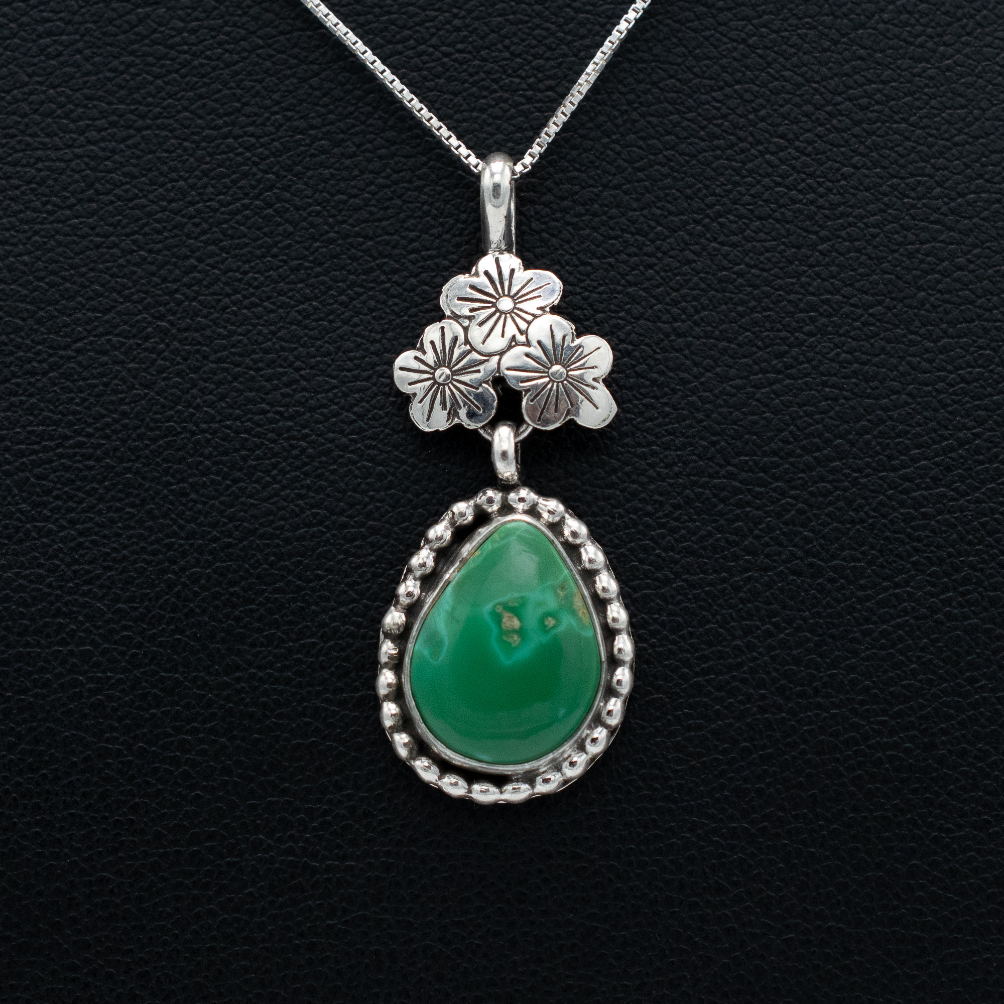 Verde Valley Turquoise Stamped Flower Pendant