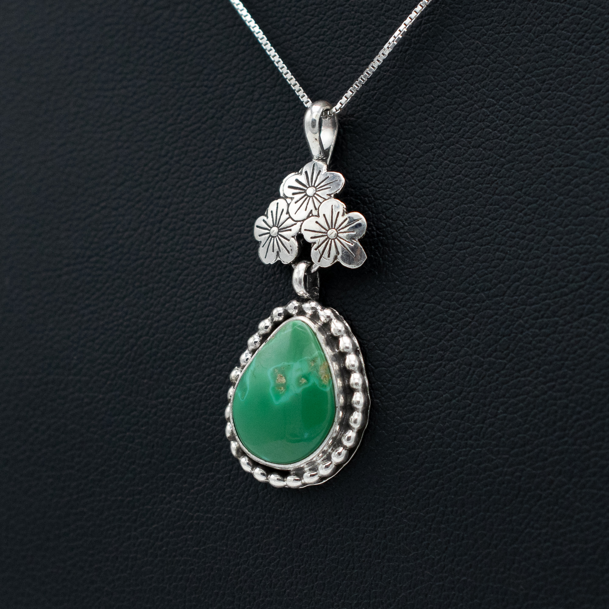 Verde Valley Turquoise Stamped Flower Pendant - Image 3