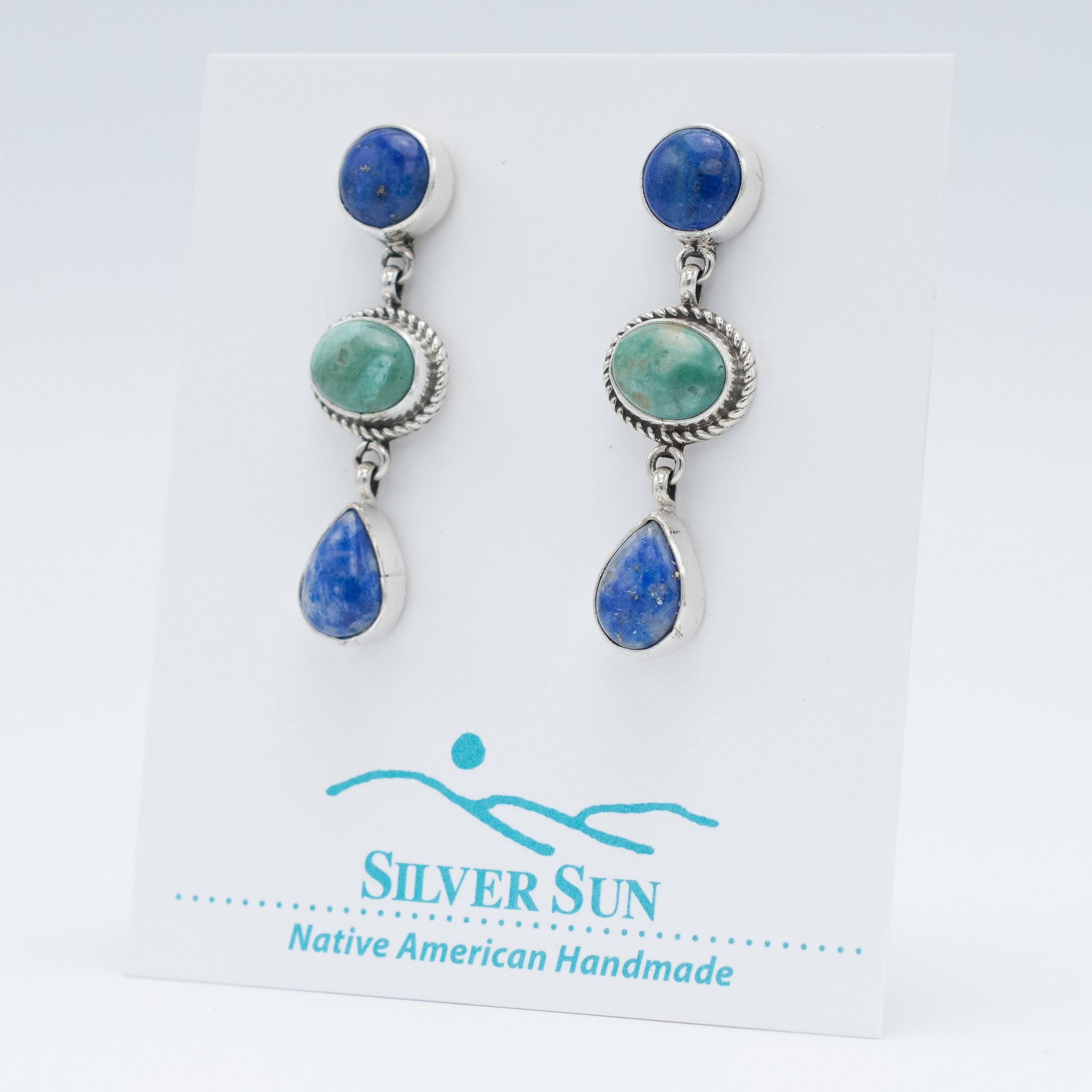 Kingman Turquoise & Denim Lapis Earrings - Image 3