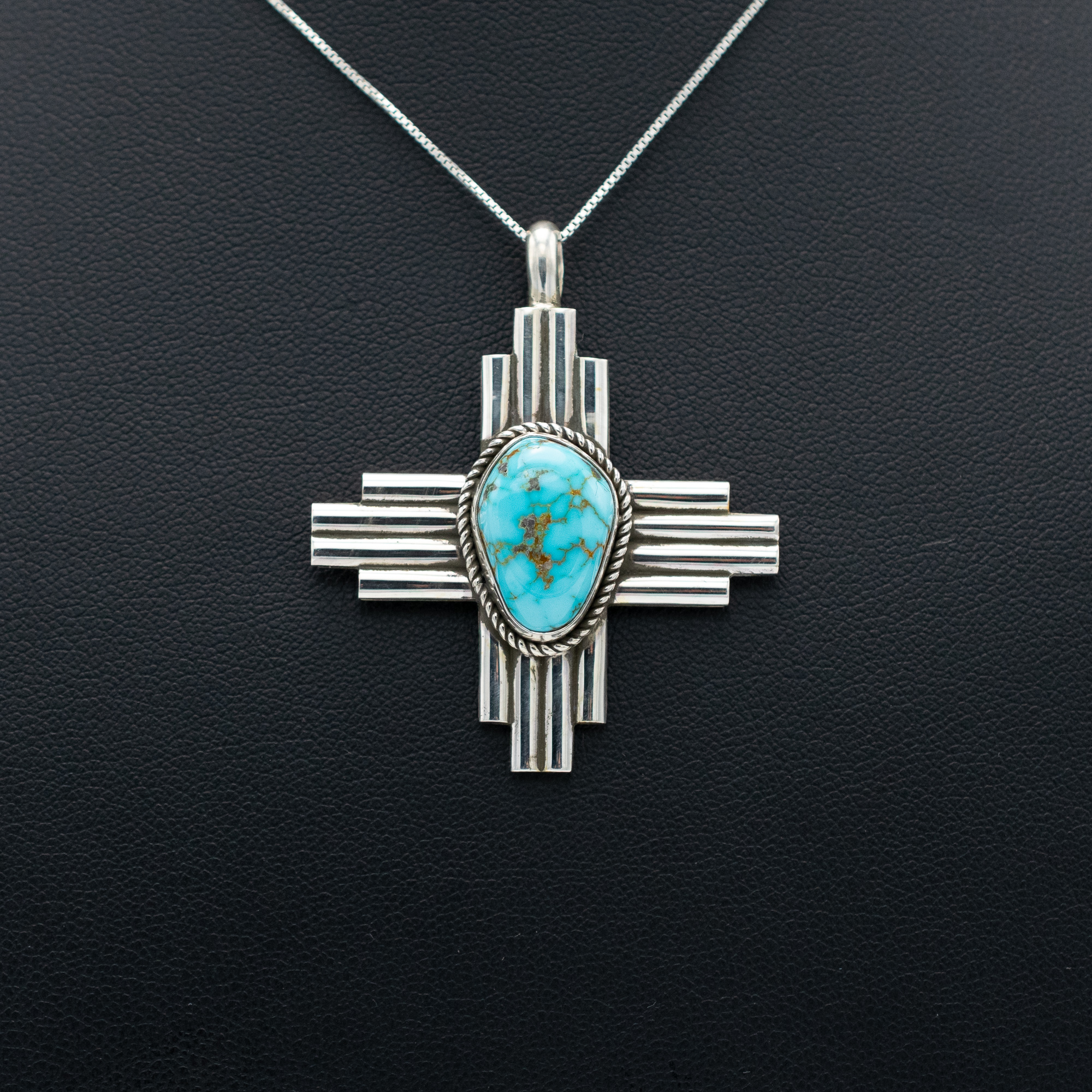 Lone Mountain Turquoise Zia Pendant