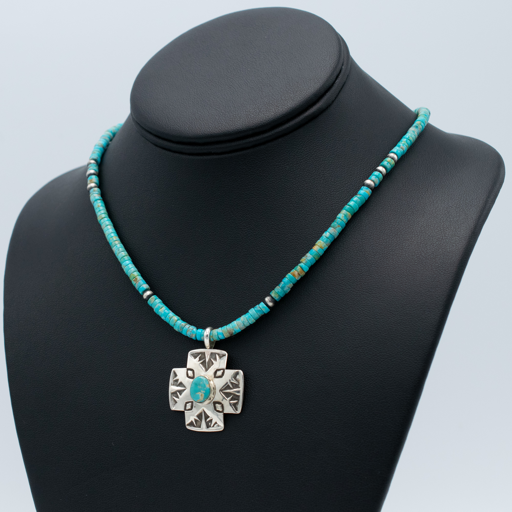 Royston Turquoise Pendant on Kingman Beads - Image 3