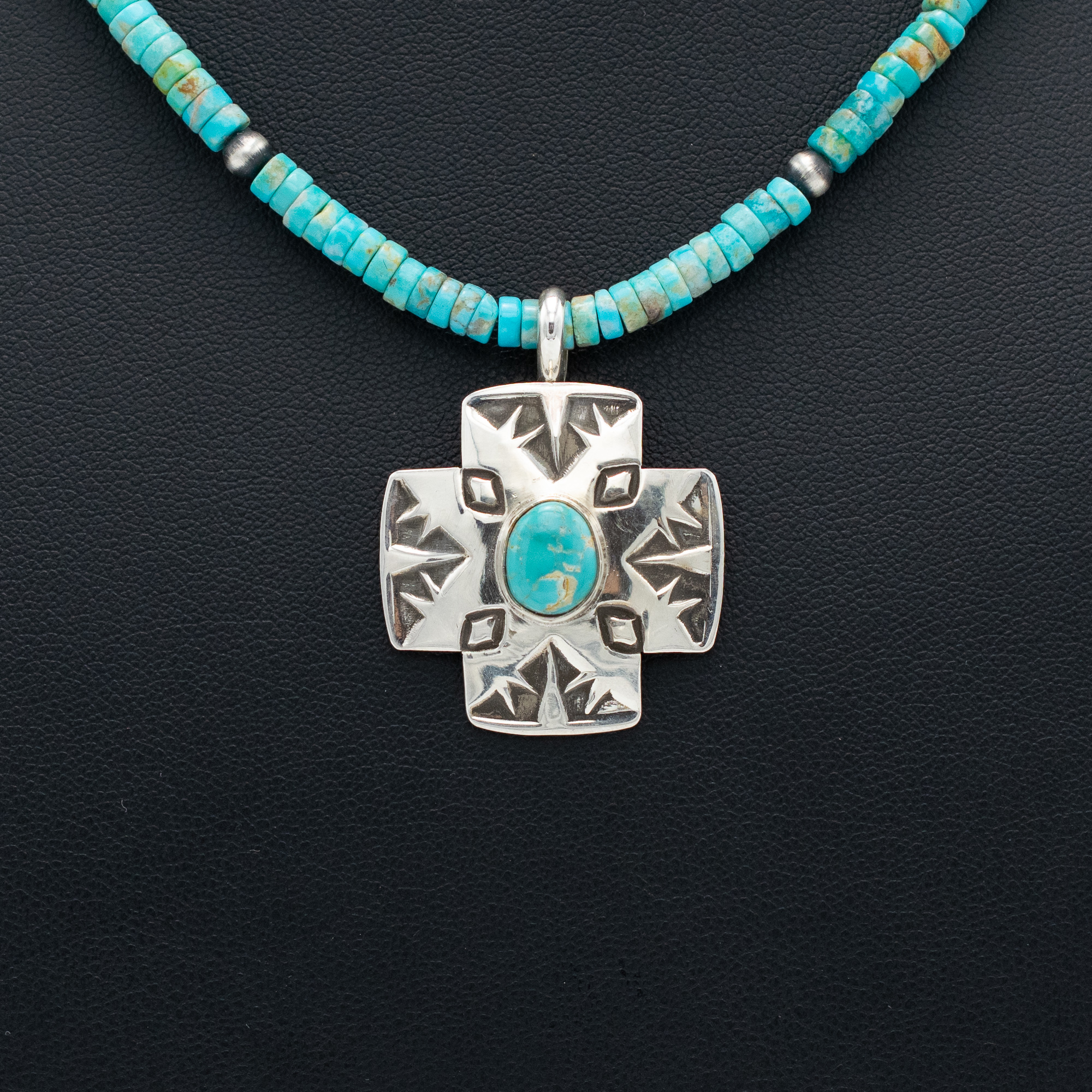 Royston Turquoise Pendant on Kingman Beads - Image 4
