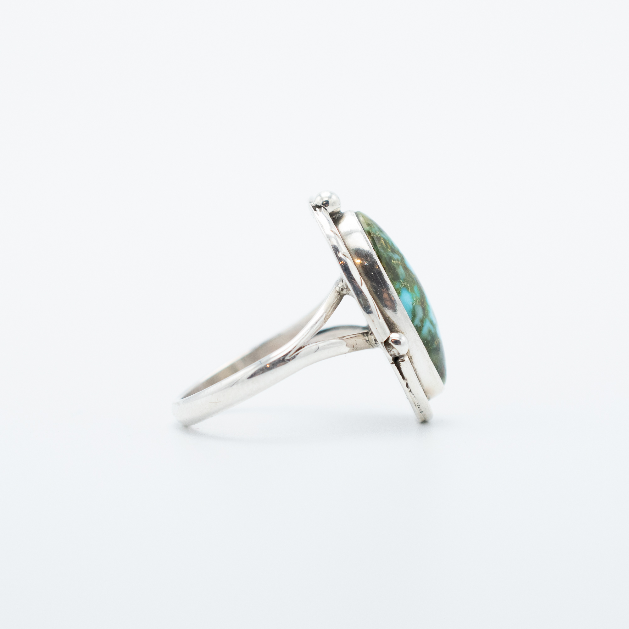 Kingman Turquoise Silver Leaf Ring - Image 5