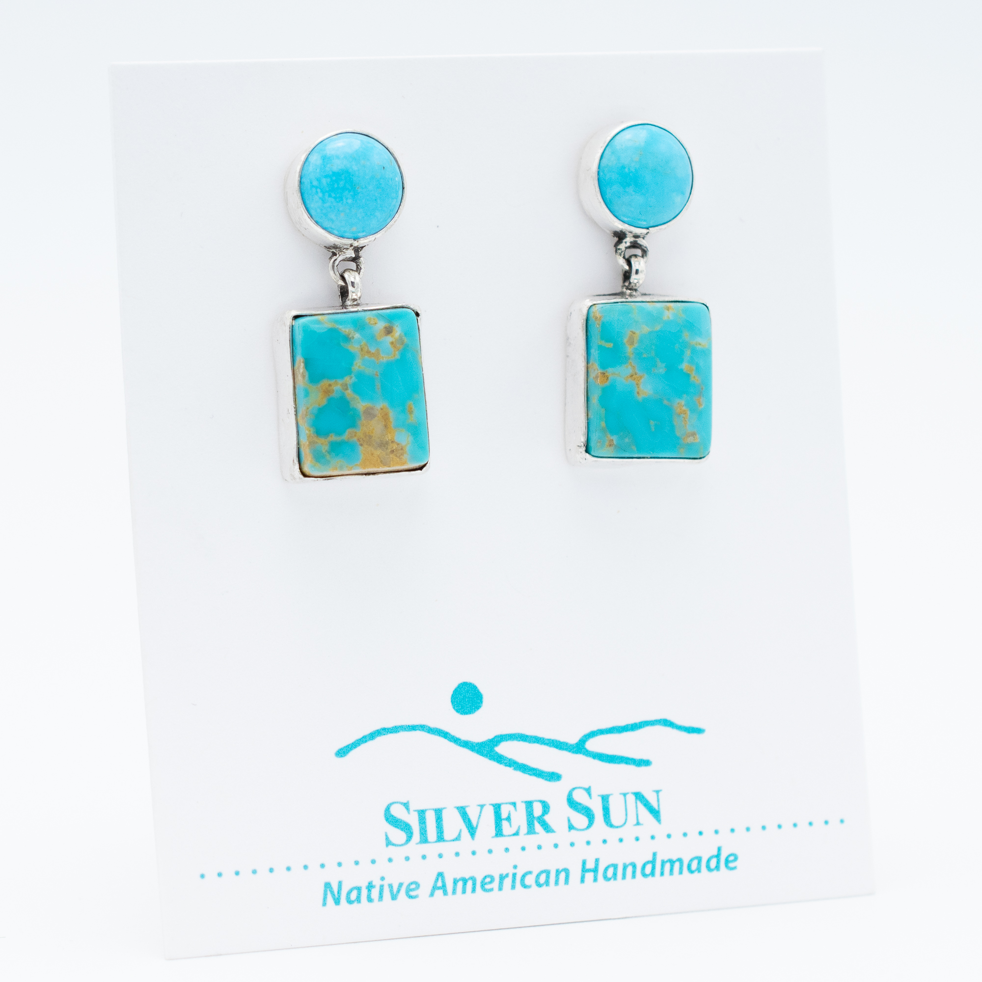Kingman Turquoise Stud Dangle Earrings - Image 2