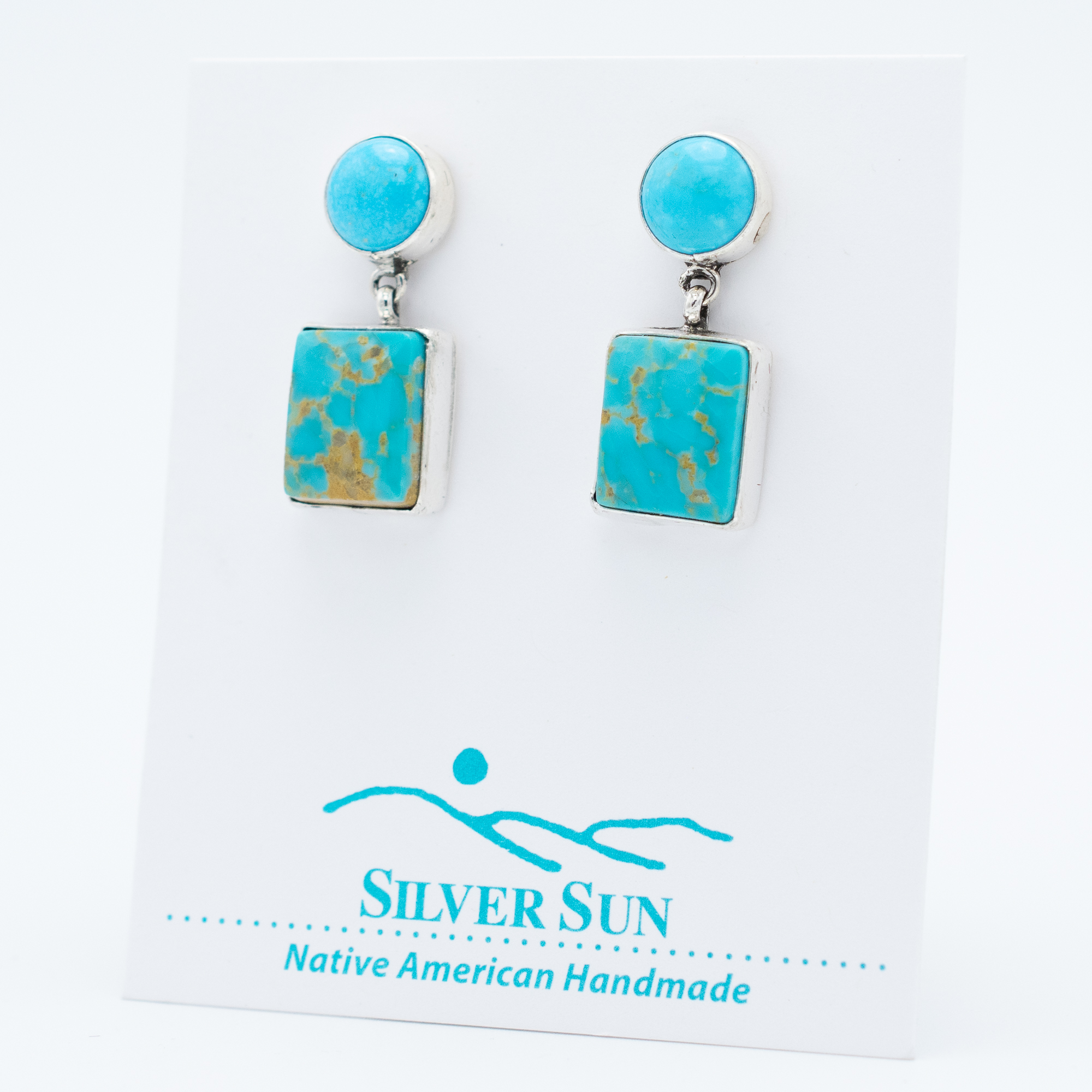 Kingman Turquoise Stud Dangle Earrings - Image 3