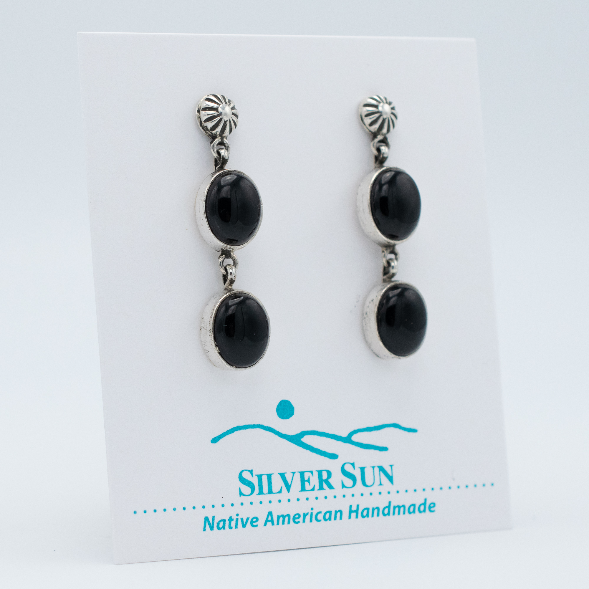 Black Onyx Drop Dangle Earrings - Image 2