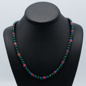 Apple Coral, Denim Lapis & Malachite Necklace