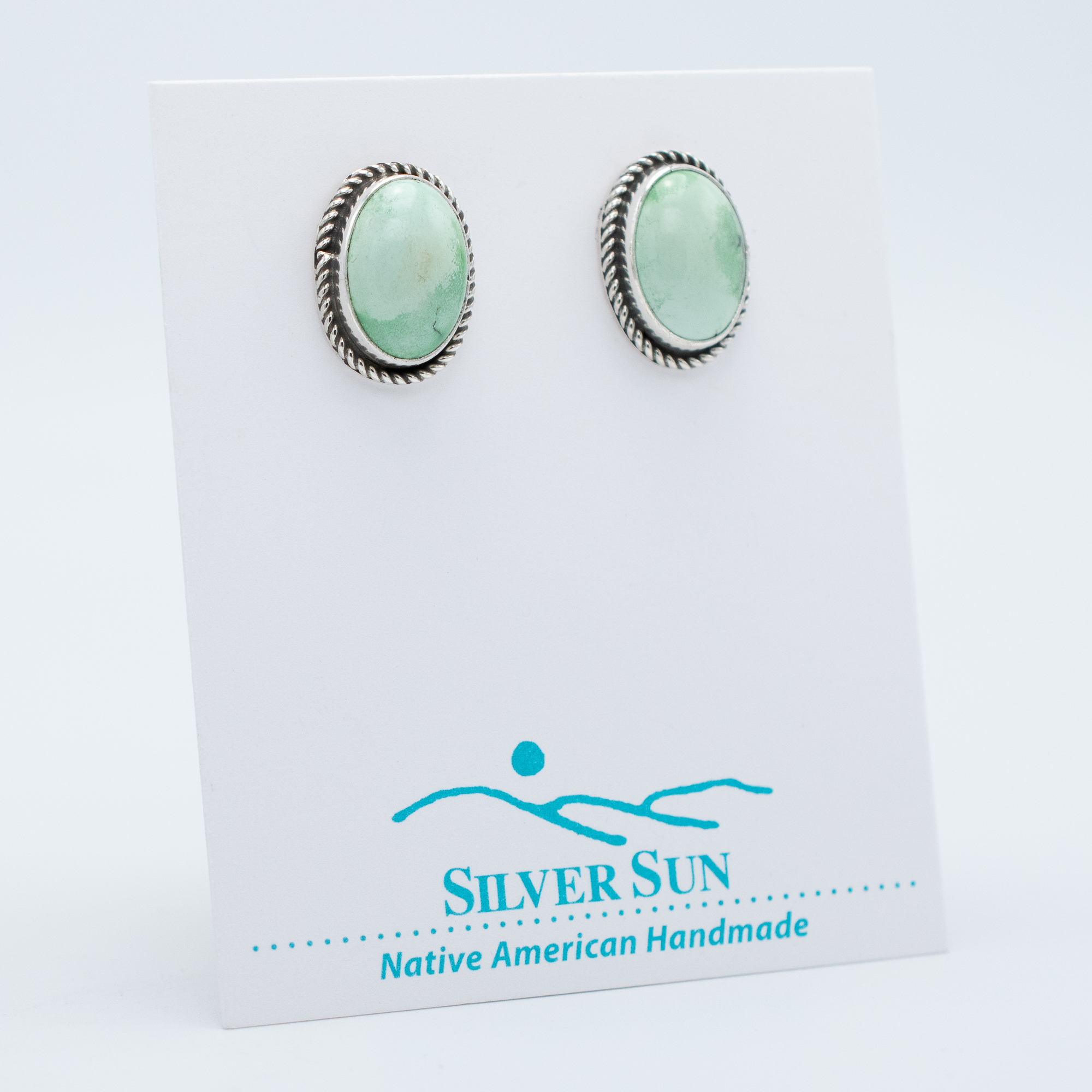 Chinese Turquoise Stud Earrings - Image 2