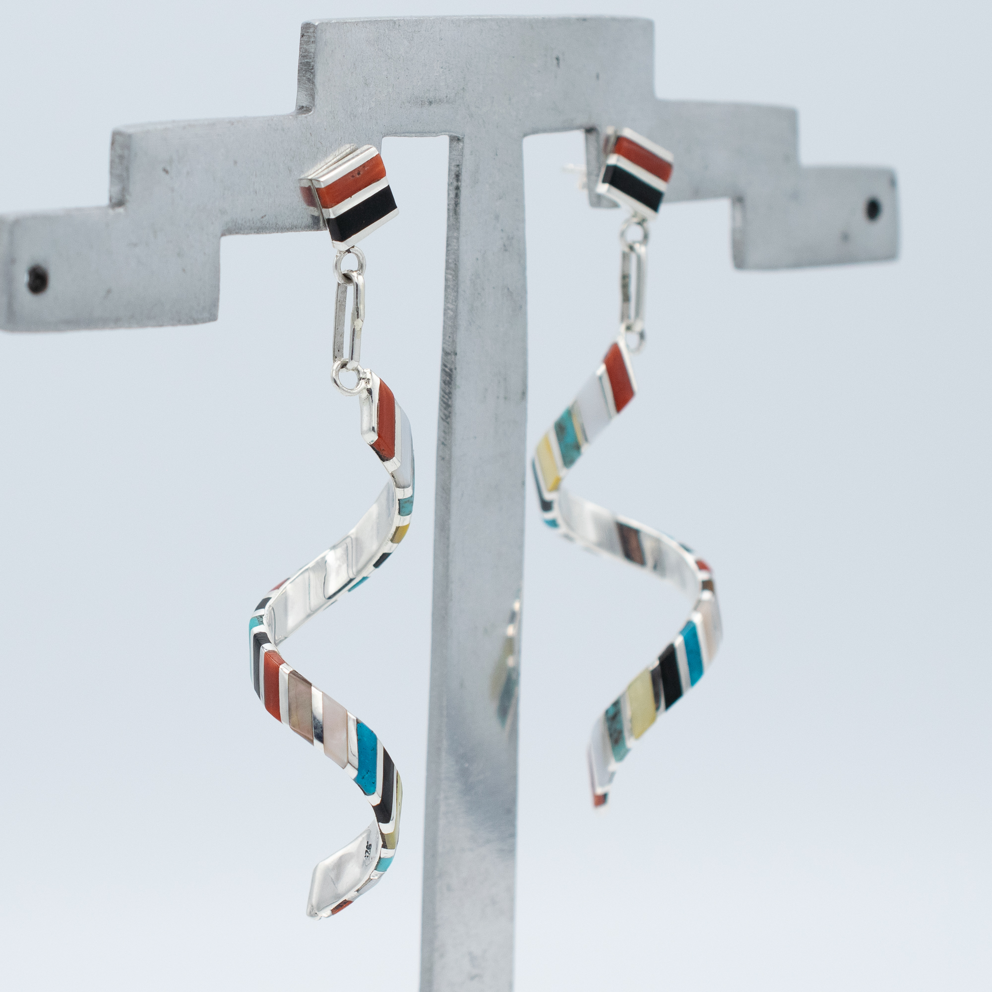 Mixed Gemstone Zuni Earrings - Image 2