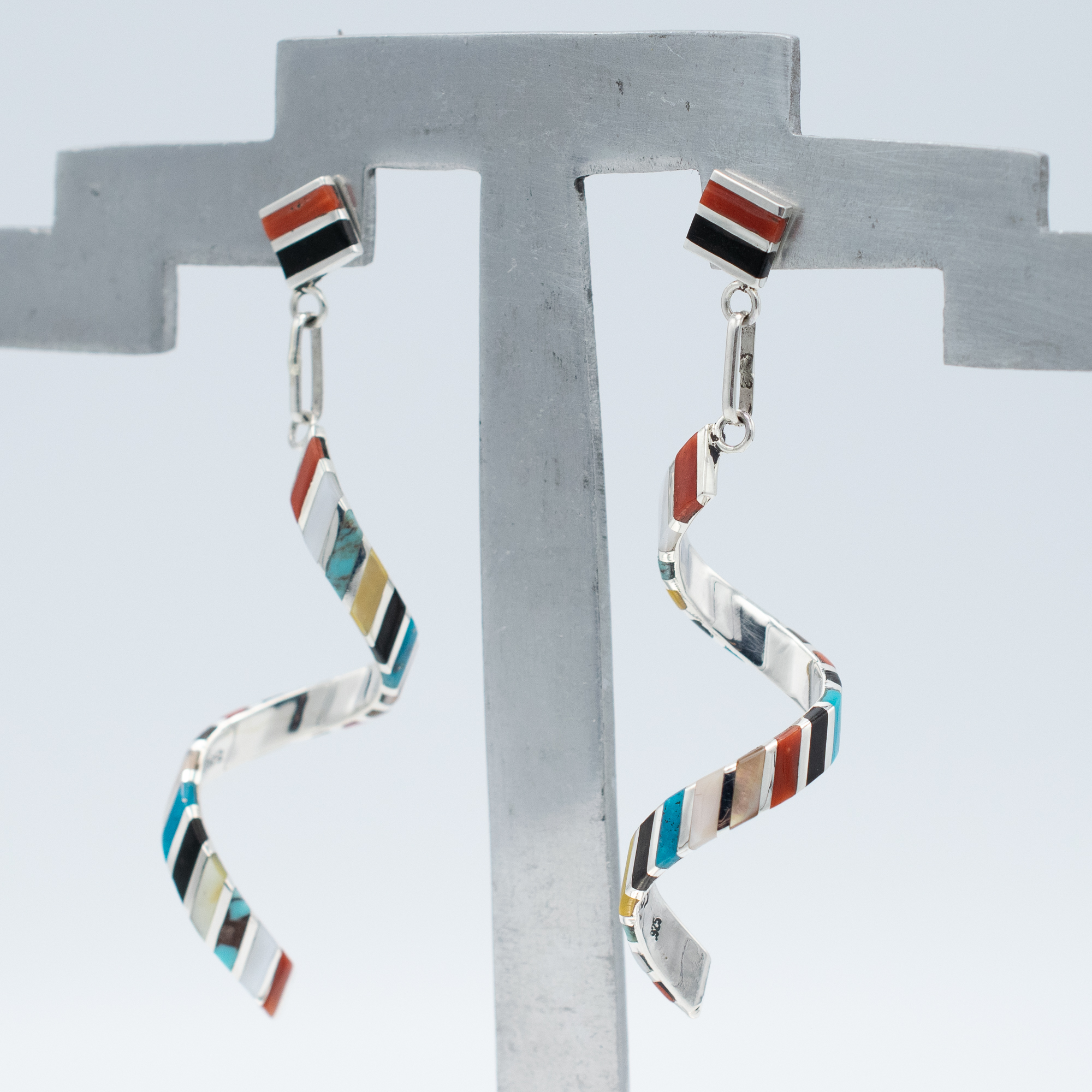 Mixed Gemstone Zuni Earrings - Image 3