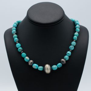 Campitos & Anitqued Silver Bead Necklace