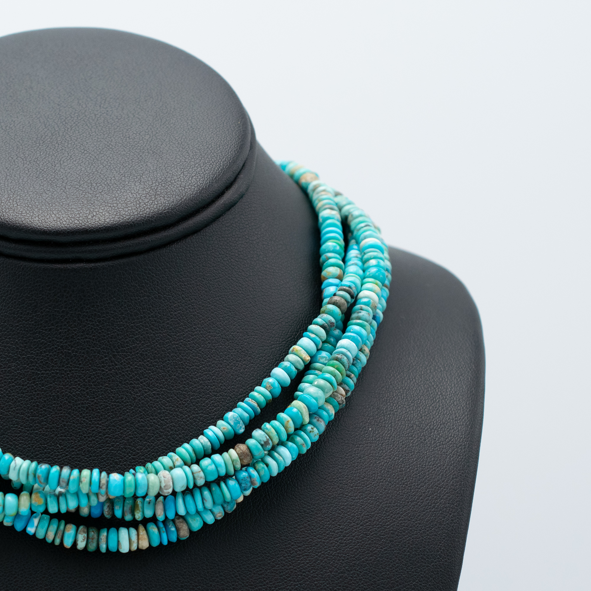 Multi-strand Chinese Turquoise Bead Necklace - Image 4