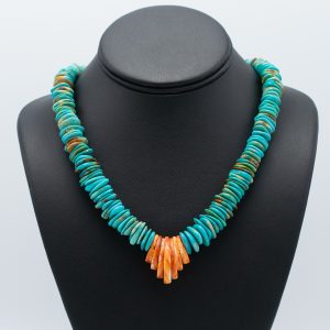 Armenian Turquoise & Spiny Oyster Tab Necklace