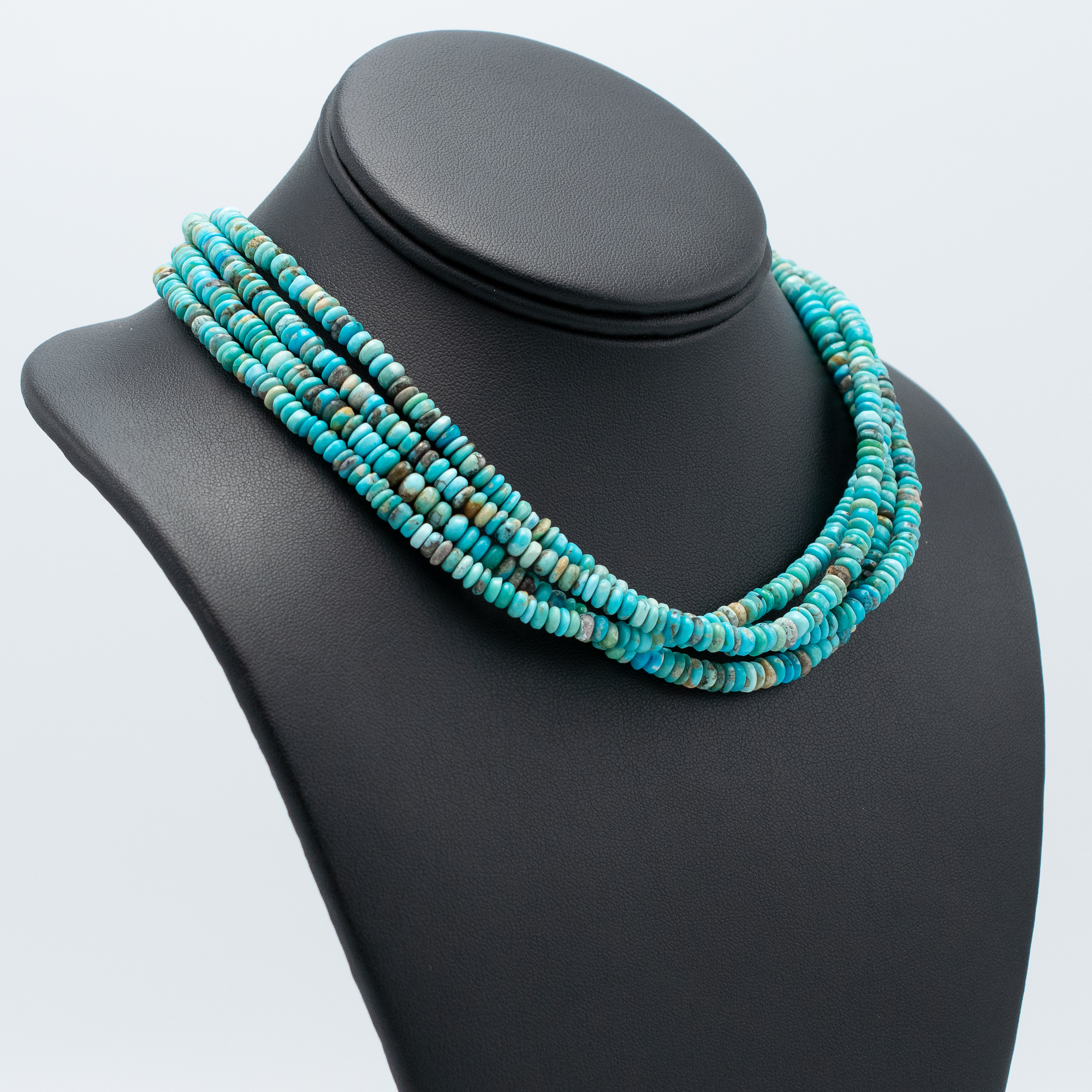 Multi-strand Chinese Turquoise Bead Necklace - Image 2