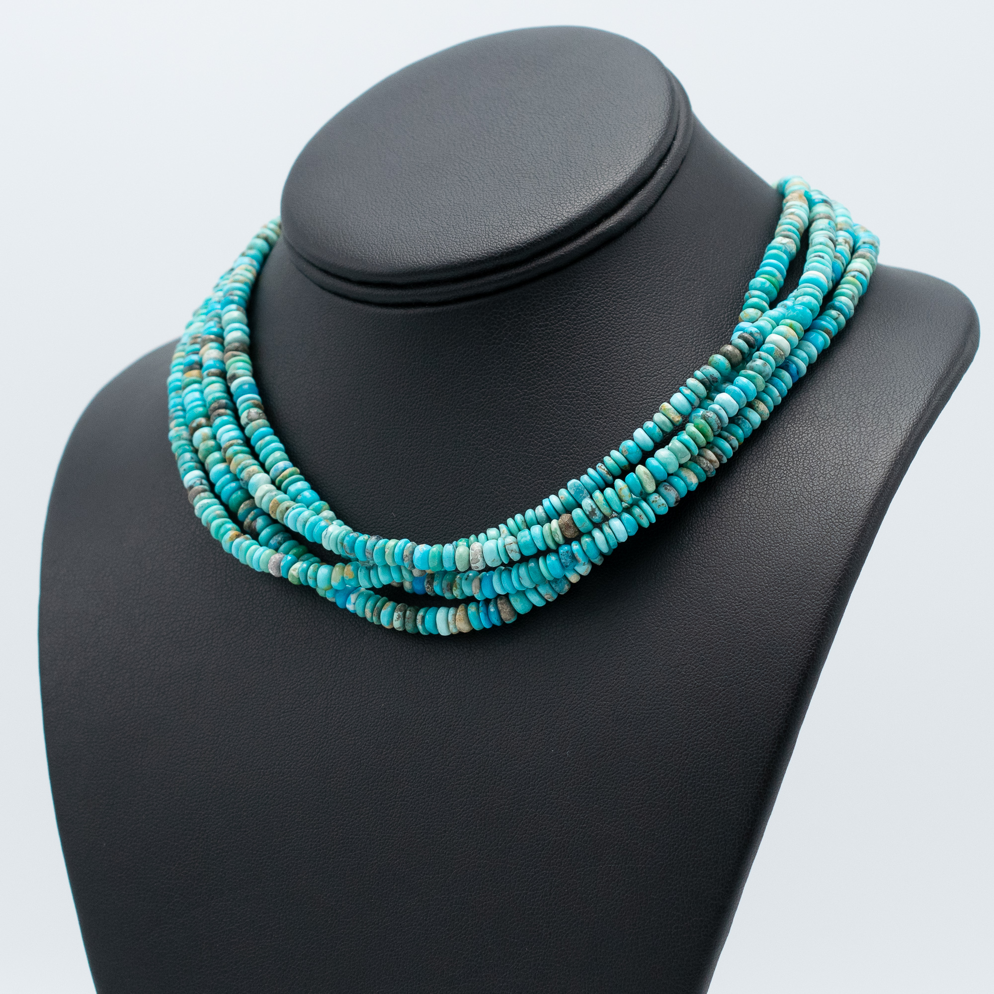Multi-strand Chinese Turquoise Bead Necklace - Image 3