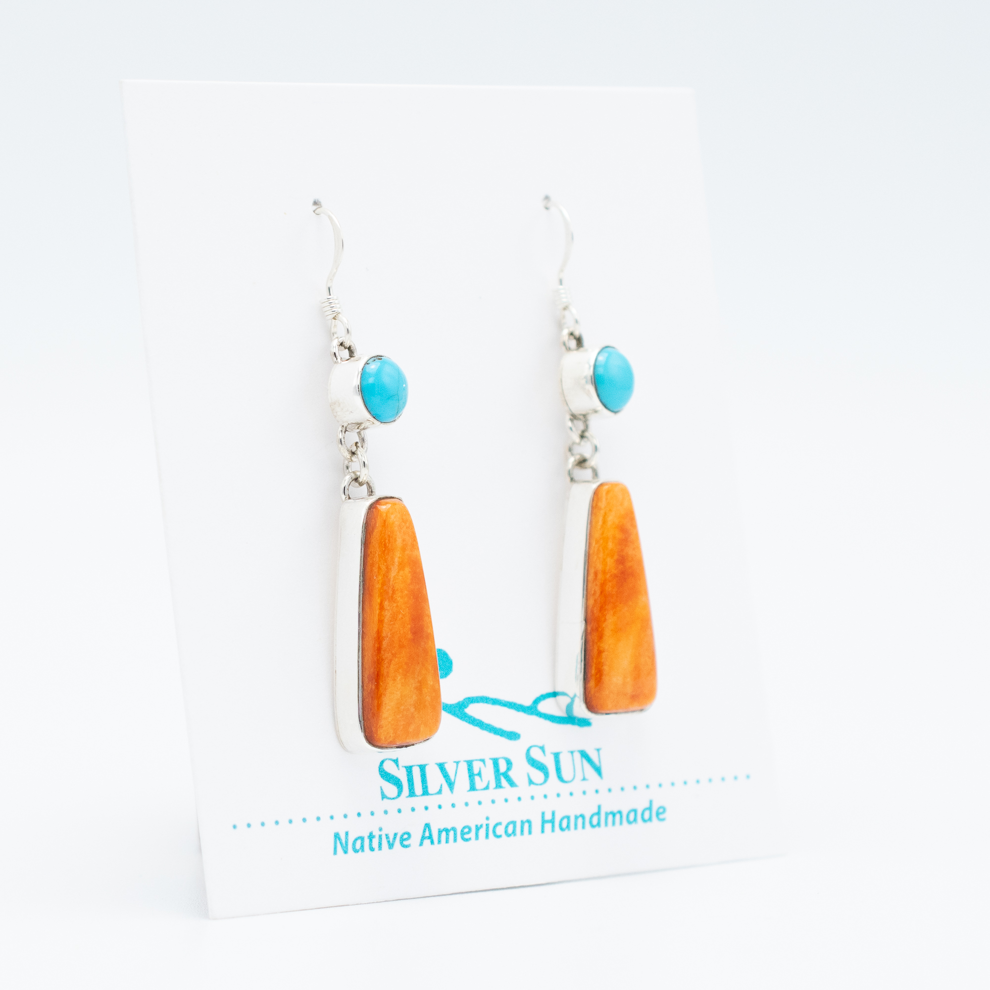 Sleeping Beauty Turquoise & Spiny Oyster Shell Earrings - Image 2