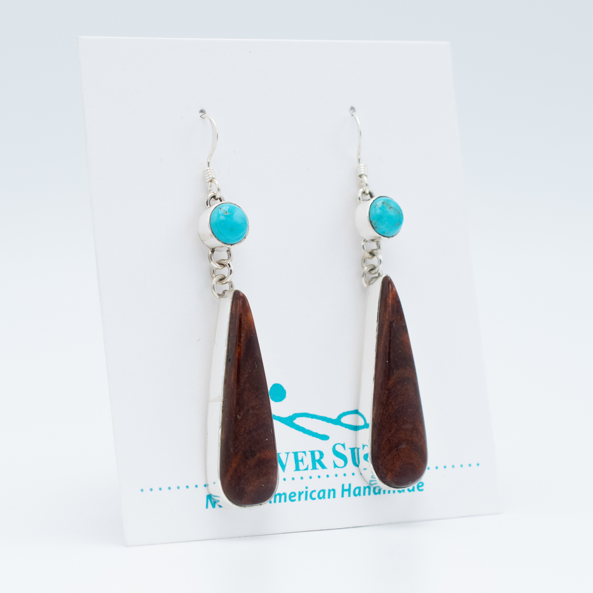 Sleeping Beauty Turquoise & Spiny Oyster Shell Earrings - Image 2