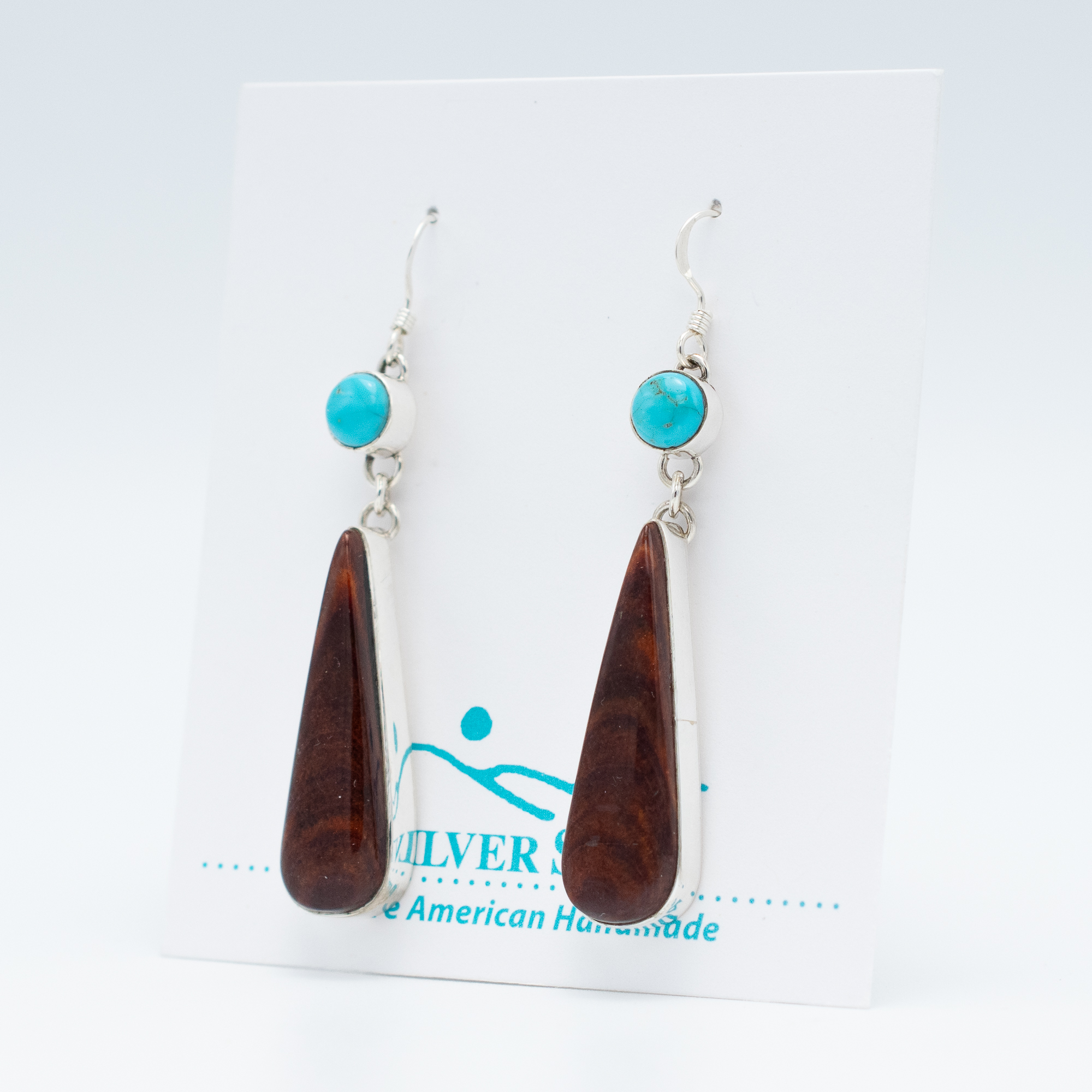 Sleeping Beauty Turquoise & Spiny Oyster Shell Earrings - Image 3