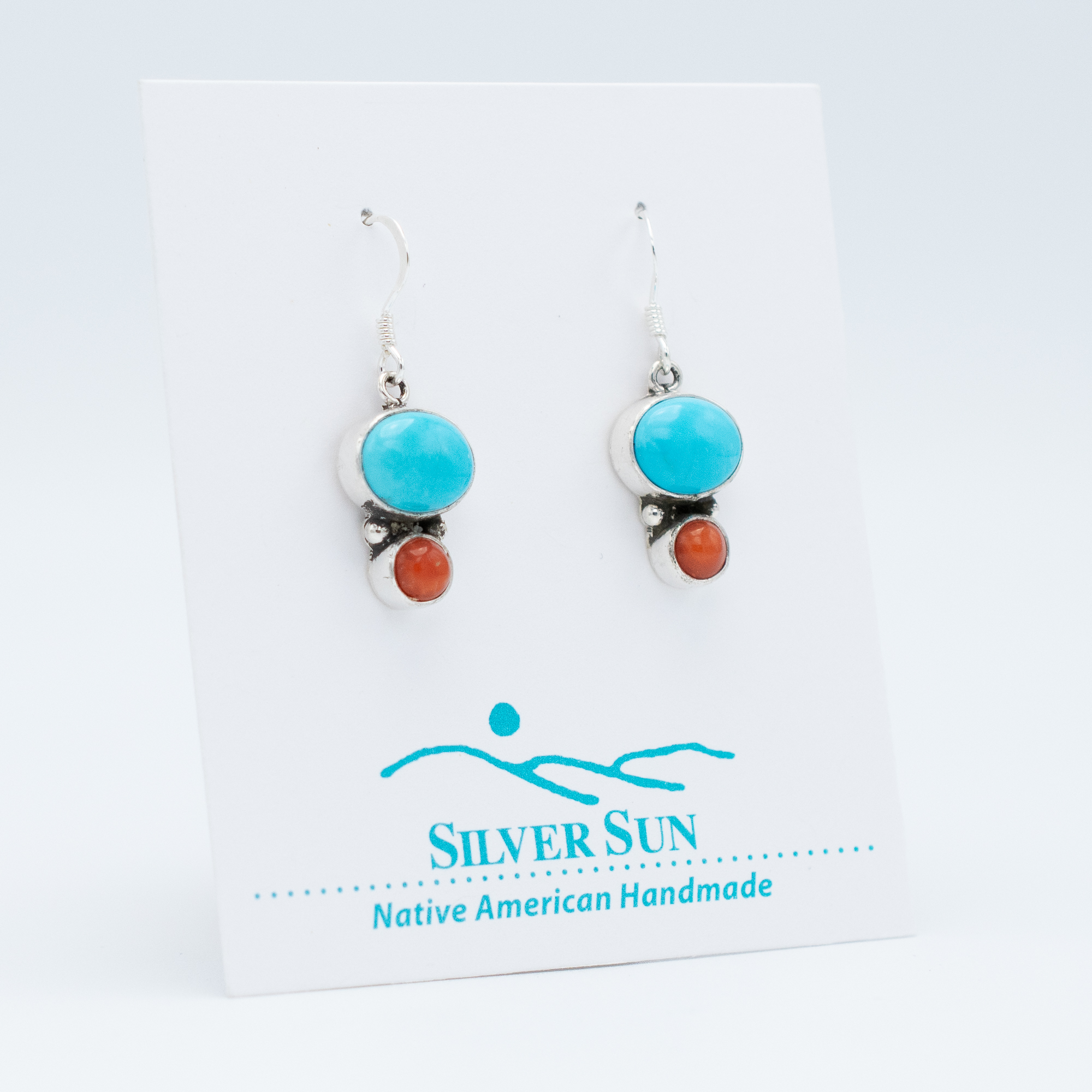 Sleeping Beauty Turquoise & Coral Earrings - Image 2