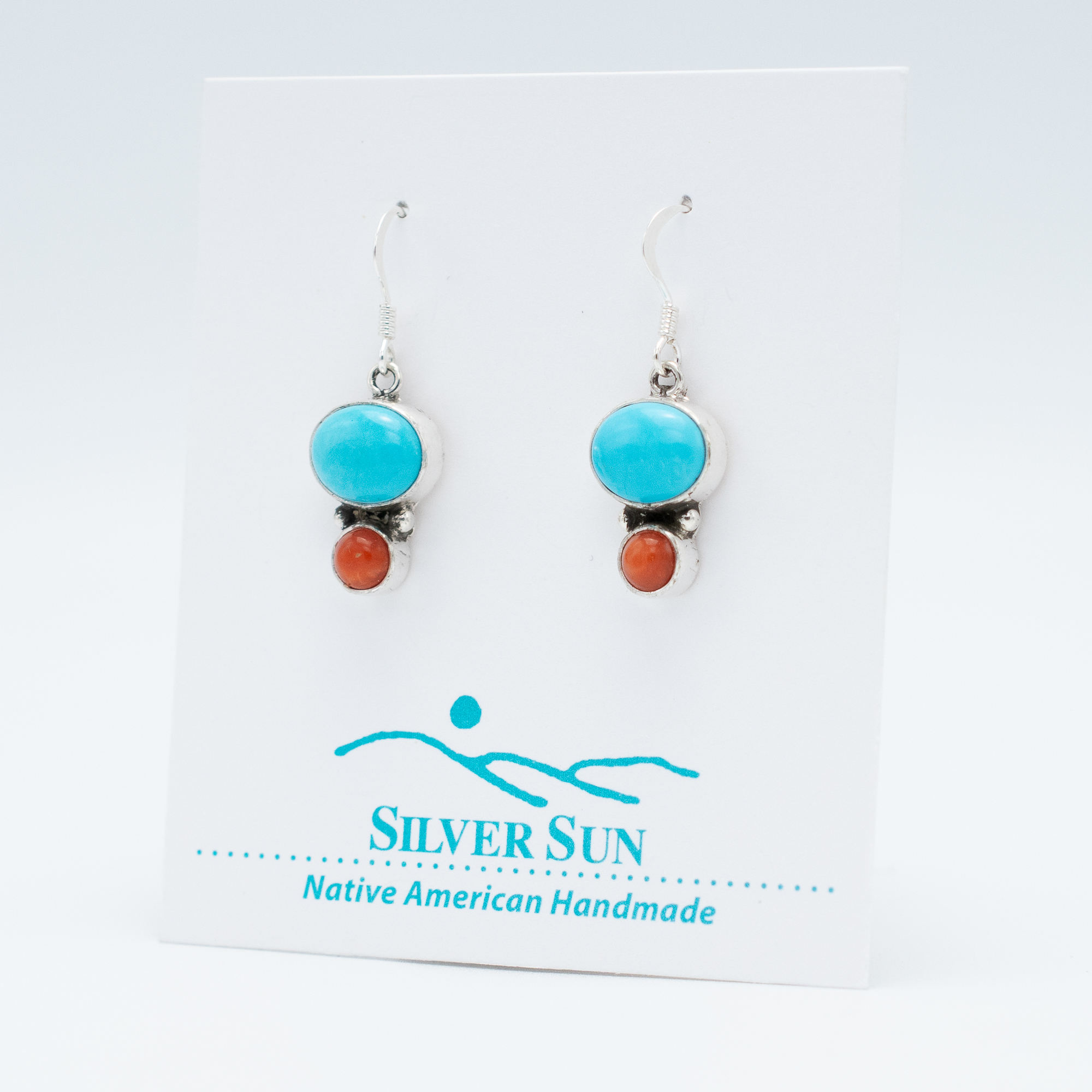 Sleeping Beauty Turquoise & Coral Earrings - Image 3