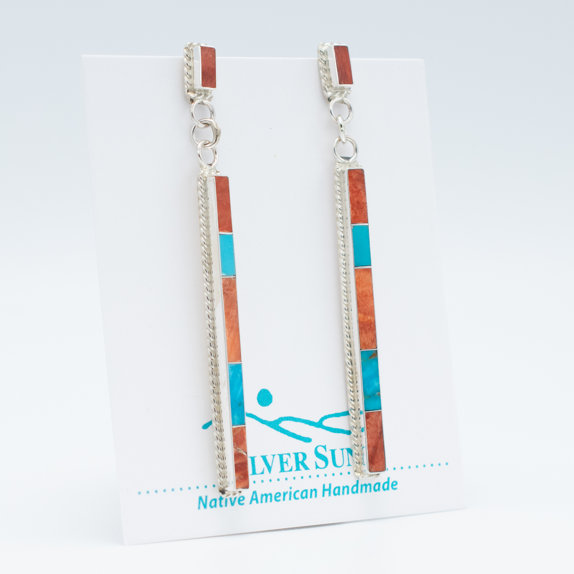 Kingman Turquoise & Spiny Oyster Shell Earrings - Image 2